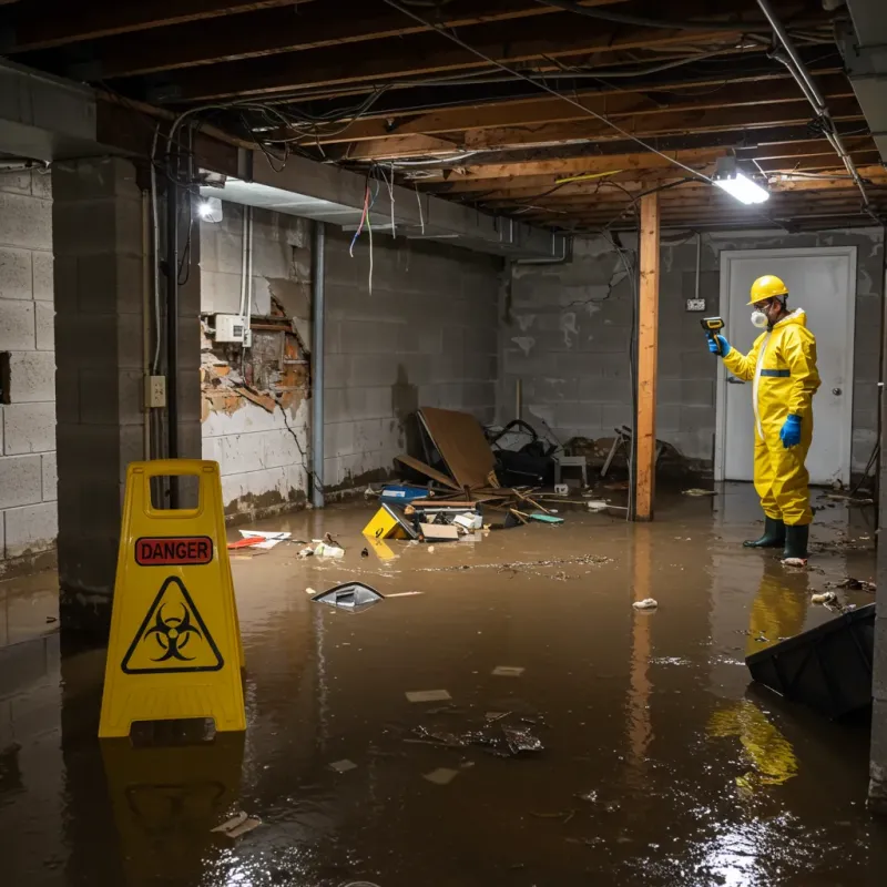 Flooded Basement Electrical Hazard in Fairplains, NC Property