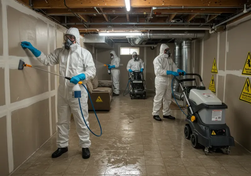 Basement Moisture Removal and Structural Drying process in Fairplains, NC